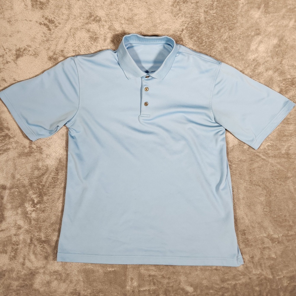 Pebble Beach Polo Shirt Mens Large Blue Excellent Performance Golf Short Sleeve